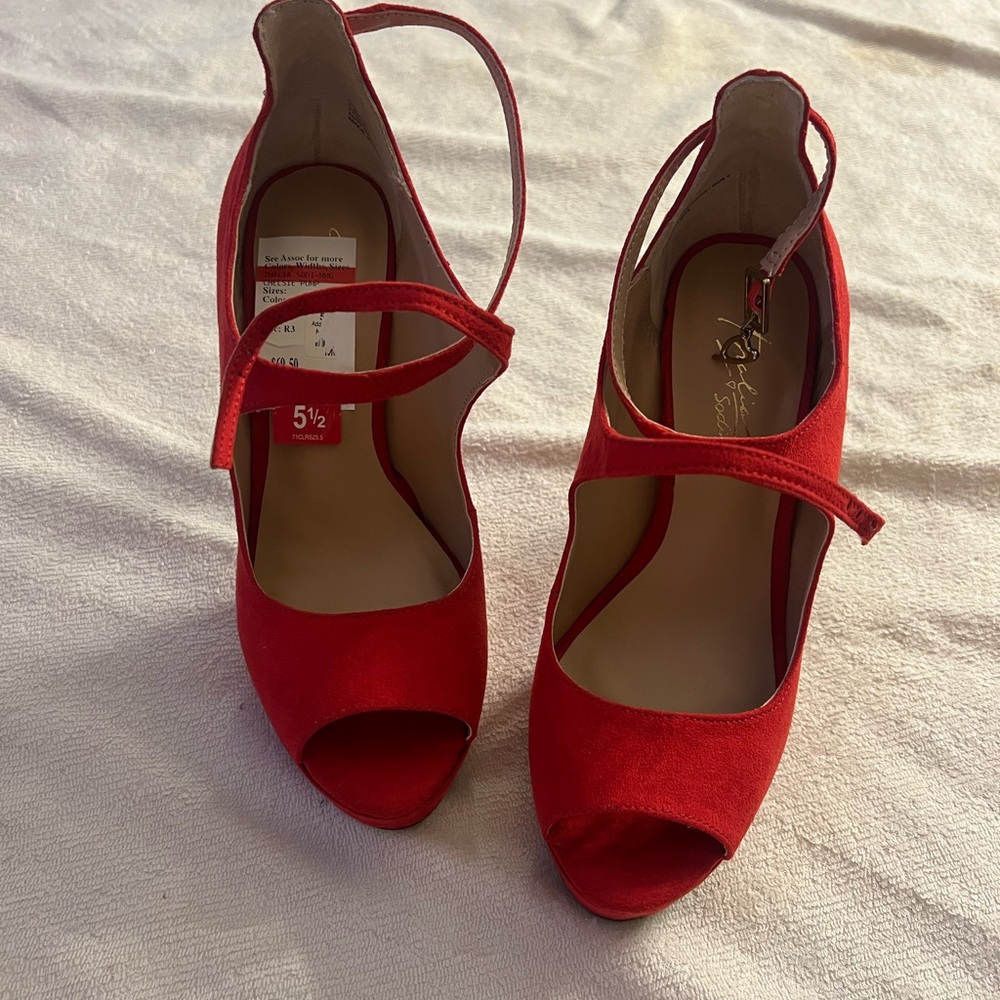 Thalia Sodi Red Peep-Toe Heels